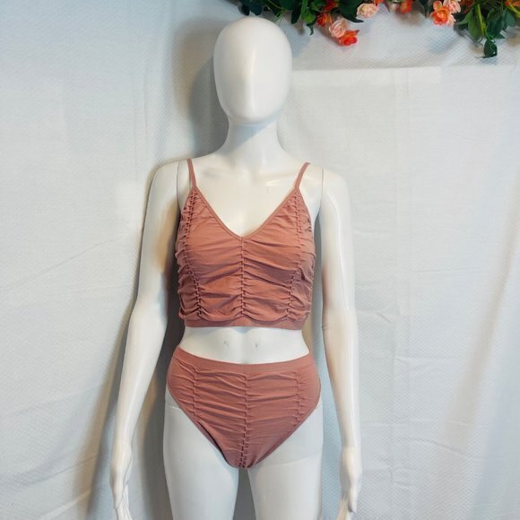 Bozzolo Sleep In With Me Seamless Ruched Bra and Thong Set Pink Size M/L RefFNB3 - Picture 3 of 14